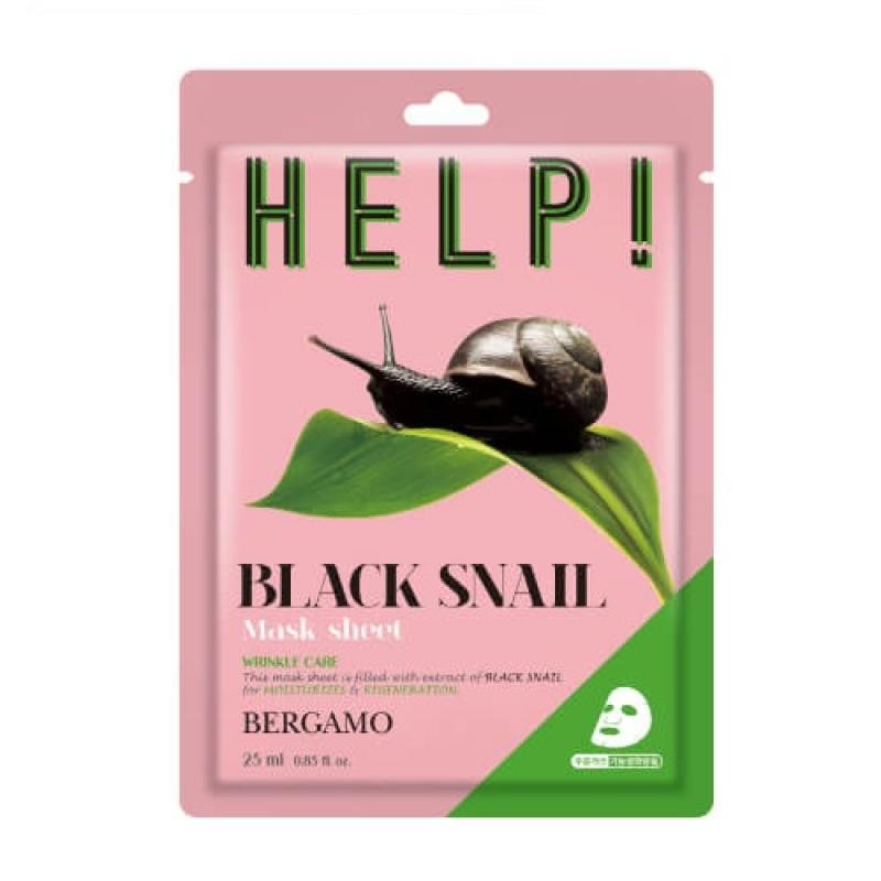 BERGAMO Help maschera viso Sheet Mask alla Bava di Lumaca Nera 25ml