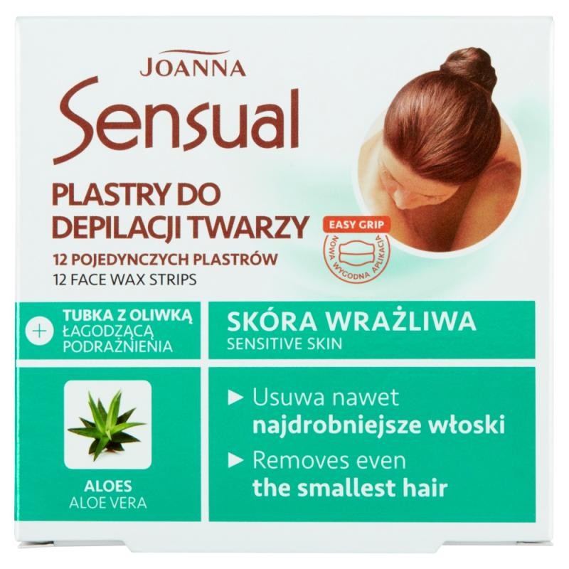 JOANNA Sensual strisce depilatorie viso Aloe 12 pz oliva lenitivo irritazioni 10ml