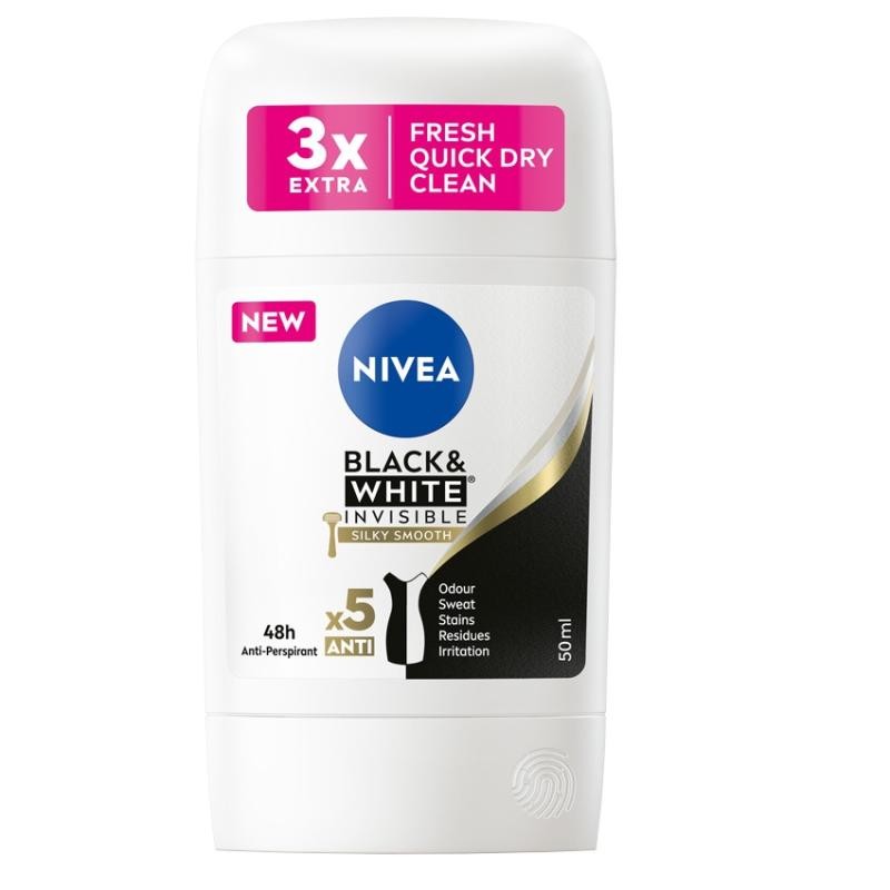 NIVEA BlackWhite Invisible Silky Smooth stick antitraspirante 50ml