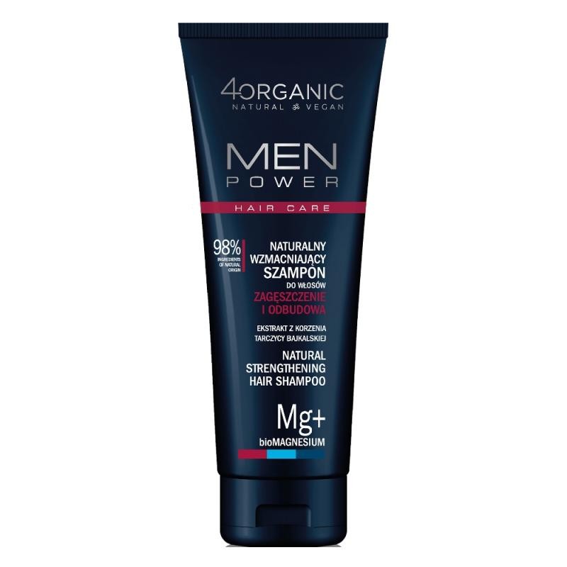4ORGANIC Men Power shampoo rinforzante naturale per capelli ispessimento e ricostruzione 250ml