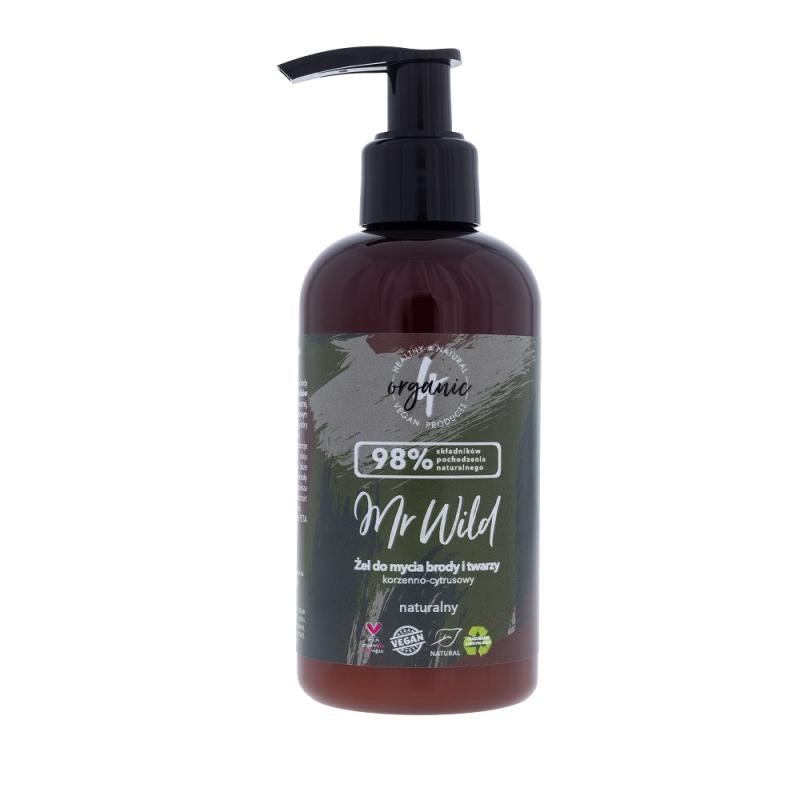 4ORGANIC Mr Wild SpicyCitrus gel detergente barba e viso 200ml
