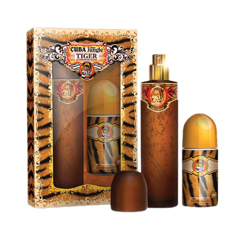 CUBA ORIGINAL SET Cuba Jungle Tiger Eau de parfum spray 100ml DEO ROLLON 50ml
