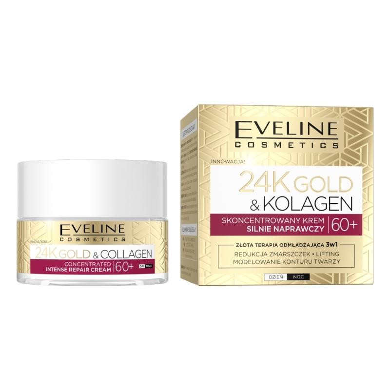 EVELINE Cosmetics 24K Gold Collagen crema concentrata fortemente riparatrice giorno e notte 60 50ml