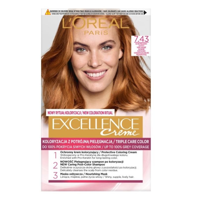 LOREAL Tintura per capelli Excellence Creme 743 Biondo RameDorato