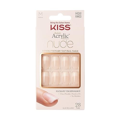 KISS Acrylic Nude French Cashmere kit unghie artificiali 28 unghie 2gr colla Stile French medie