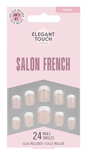 Elegant Touch FRENCH pink nails with glue square 126S 24 u Donna