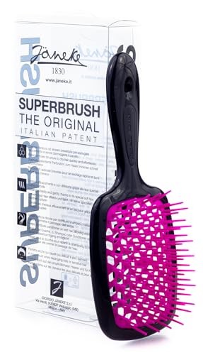 JANEKE Spazzola da parrucchiere Superbrush per pettinare i capelli nero e fucsia