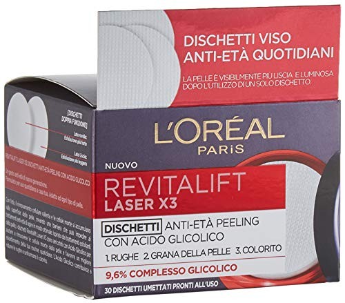 LOreal Paris Revitalift Laser X3 Glycolic Acid AntiAgeing PeelOff Pads 30 pcs donna